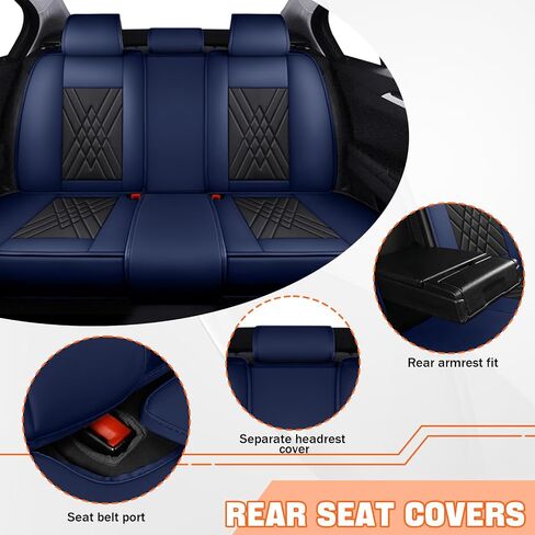 Car Seat Covers Compatible with Jeep Liberty 2002-2012 Durable Waterproof Automotive Seat Covers Stretchable Fabric Material,Airbag Compatibility,Premium Nappa Leather(Black Blue,Full Set with Pillow) in Kuwait