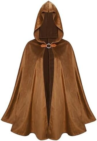 Halloween Costume for Men Women Medieval Wizard Cloak with Hood Renaissance Hooded Capes Witch for Cosplay in Kuwait