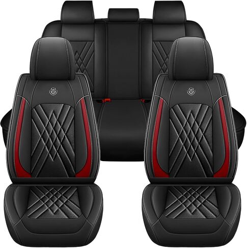 Car Seat Covers Compatible with Jeep Liberty 2002-2012 Durable Waterproof Automotive Seat Covers Stretchable Fabric Material,Airbag Compatibility,Premium Nappa Leather(Black Blue,Full Set with Pillow) in Kuwait