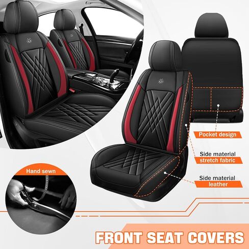 Car Seat Covers Compatible with Jeep Liberty 2002-2012 Durable Waterproof Automotive Seat Covers Stretchable Fabric Material,Airbag Compatibility,Premium Nappa Leather(Black Blue,Full Set with Pillow) in Kuwait