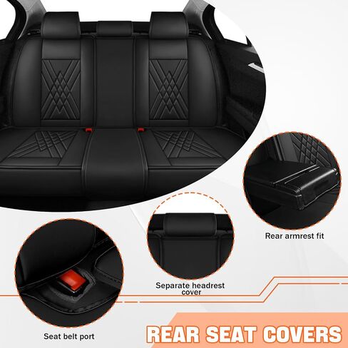 Car Seat Covers Compatible with Jeep Liberty 2002-2012 Durable Waterproof Automotive Seat Covers Stretchable Fabric Material,Airbag Compatibility,Premium Nappa Leather(Black Blue,Full Set with Pillow) in Kuwait