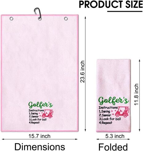 TOUNER Golf Embroidered Golf Towels for Golf Bags with Clip, Funny Pink Golf Towel Gifts for Golf Fan Wife Daughter Women Aunt, Golf Accessories for Women Her, Retirement Thank You Birthday Gifts in Kuwait