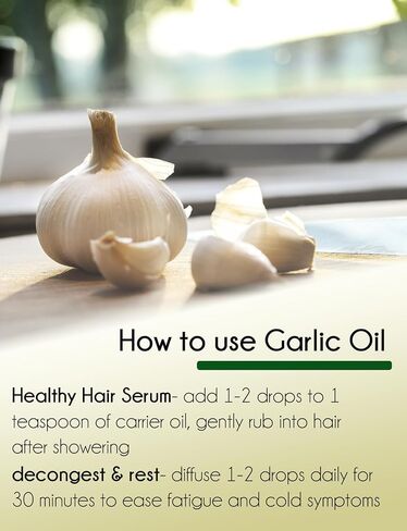 Garlic Essential Oil – 10 ml – 100% Pure & Natural, Undiluted - Amber Glass Bottle w/Euro Dropper - GreenHealth in Saudi Arabia