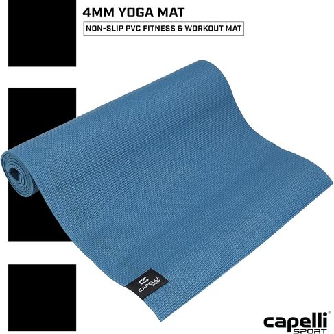 Capelli Sport Yoga Mat Non Slip, All Purpose PVC Fitness and Workout Mat with Wave Pattern, Blue, 6 mm in Kuwait