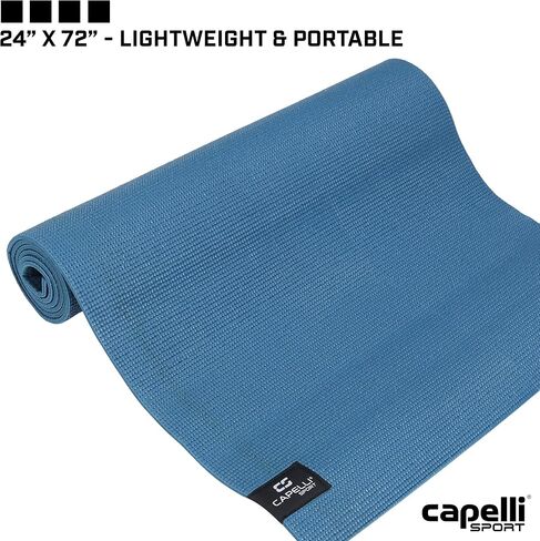 Capelli Sport Yoga Mat Non Slip, All Purpose PVC Fitness and Workout Mat with Wave Pattern, Blue, 6 mm in Kuwait