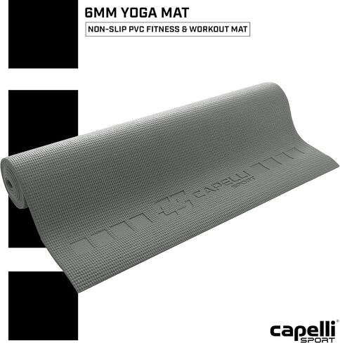 Capelli Sport Yoga Mat Non Slip, All Purpose PVC Fitness and Workout Mat with Wave Pattern, Blue, 6 mm in Kuwait
