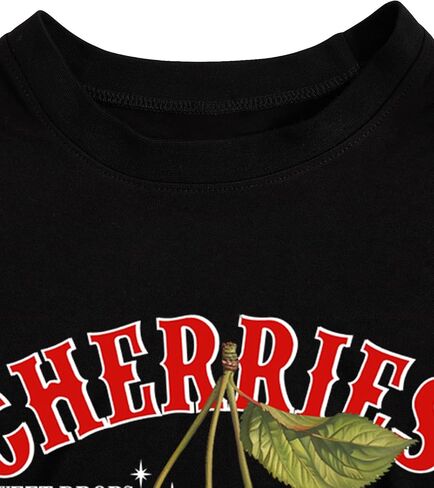 Women's Y2k Cherry Letter Print T Shirts Short Sleeve Crew Neck Summer Tops Streetwear in Kuwait