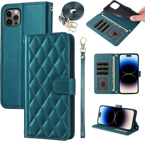 Argyle Wallet Case for iPhone 16 Pro Max 6.9 inch with Wrist Strap Shoulder Strap, Card Slots Folio Purse Luxury PU Leather Stand Cell Phone Cover for i Phone16 16Pro i16 ProMax 16ProMax Red in Saudi Arabia