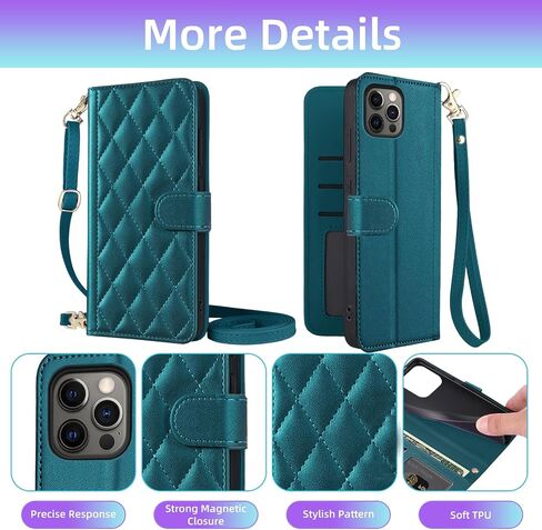 Argyle Wallet Case for iPhone 16 Pro Max 6.9 inch with Wrist Strap Shoulder Strap, Card Slots Folio Purse Luxury PU Leather Stand Cell Phone Cover for i Phone16 16Pro i16 ProMax 16ProMax Red in Saudi Arabia