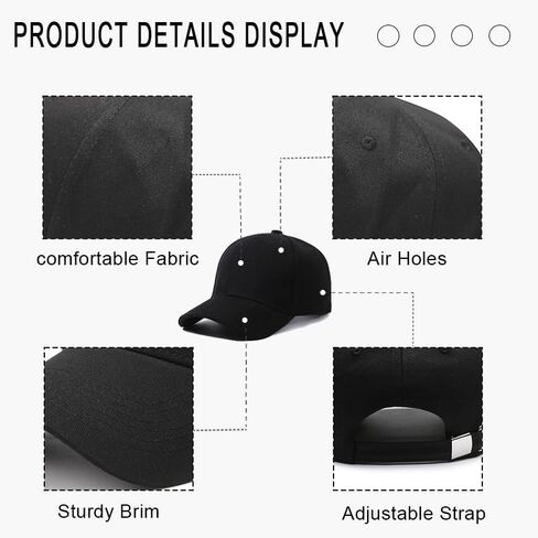 6 Pack Unisex Adjustable Baseball Caps, Mixed Solid Colors, Plain Blank Design for Men & Women in Saudi Arabia
