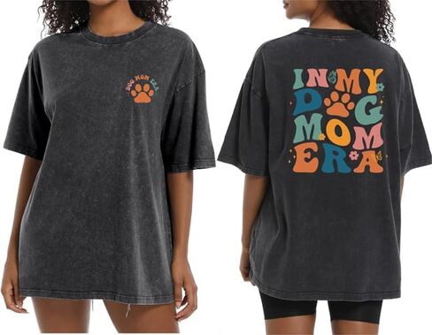 Dog Mom Gifts for Women Oversize Dog Mom Shirt Cute Animal Lovers Graphic Print Tops in Saudi Arabia