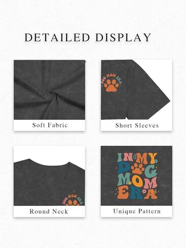 Dog Mom Gifts for Women Oversize Dog Mom Shirt Cute Animal Lovers Graphic Print Tops in Saudi Arabia