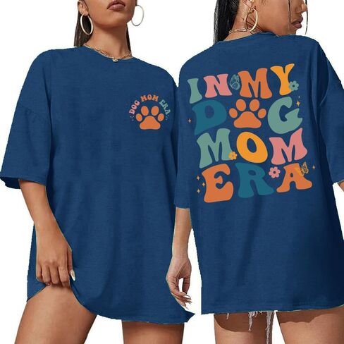 Dog Mom Gifts for Women Oversize Dog Mom Shirt Cute Animal Lovers Graphic Print Tops in Saudi Arabia