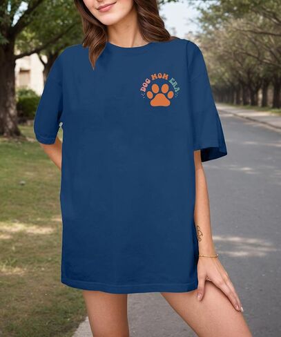 Dog Mom Gifts for Women Oversize Dog Mom Shirt Cute Animal Lovers Graphic Print Tops in Saudi Arabia