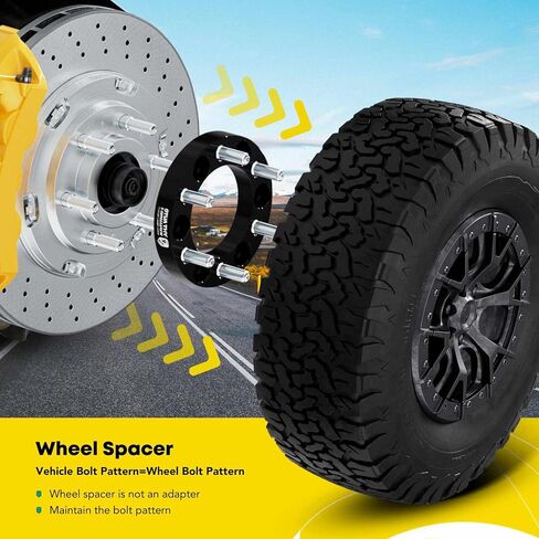 YHTAUTO 6x4.5 بوصة فواصل العجلات 2 بوصة متوافقة مع دودج داكوتا 1987-2004 ، دورانجو 1998-2003 ، VIPER 1992-2017 6 LUG TIRE Spacers W/ 1/2 "-20 و 12.9 أزرار ، 71.5 مم محفظة 4PCS الأسود in Saudi Arabia