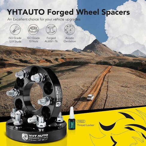 YHTAUTO 6x4.5 بوصة فواصل العجلات 2 بوصة متوافقة مع دودج داكوتا 1987-2004 ، دورانجو 1998-2003 ، VIPER 1992-2017 6 LUG TIRE Spacers W/ 1/2 "-20 و 12.9 أزرار ، 71.5 مم محفظة 4PCS الأسود in Saudi Arabia