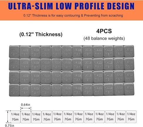 48pcs 1/4 أوقية أوزان مدعومة من العجلة ، 0.25 أوقية أوزان توازن بين العجلة مع مادة لاصقة قوية ، من نوع easypeel ، صندوق إطارات منخفضة الإطارات للسيارة ، دراجة نارية ، in Kuwait