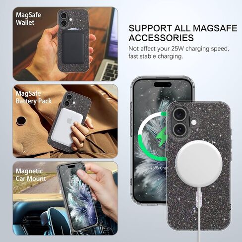 حافظة BENTOBEN مغناطيسية لهاتف iPhone 16 Plus، حافظة هاتف لامعة كريستالية شفافة [متوافقة مع MagSafe] غطاء واقي مضاد للصدمات لطيف للنساء والفتيات لهاتف iPhone 16 Plus 6.7 بوصة، لمعان شفاف in Saudi Arabia