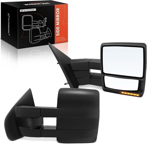 A-Premium Pair (2) سائق ومرآة الباب الجانبية للركاب-متوافق مع Ford F-150 F150 2009-2014-يدوي مسخن قابل للطي أسود خارج المرآة الخلفية مع مرآة ضوء البورك in Saudi Arabia