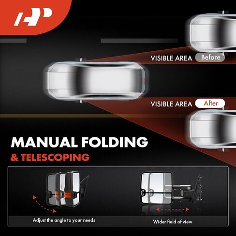 A-Premium Pair (2) سائق ومرآة الباب الجانبية للركاب-متوافق مع Ford F-150 F150 2009-2014-يدوي مسخن قابل للطي أسود خارج المرآة الخلفية مع مرآة ضوء البورك in Saudi Arabia