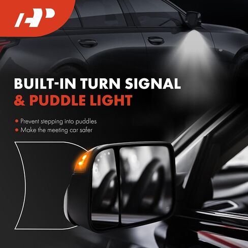 A-Premium Pair (2) سائق ومرآة الباب الجانبية للركاب-متوافق مع Ford F-150 F150 2009-2014-يدوي مسخن قابل للطي أسود خارج المرآة الخلفية مع مرآة ضوء البورك in Saudi Arabia