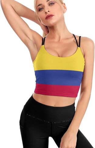 Dominica Flag Sports Bras for Women Padded Gym Workout Short Crop Top Yoga Tank Top 2XL in Saudi Arabia