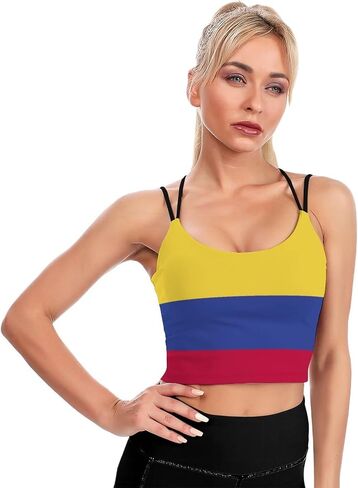 Dominica Flag Sports Bras for Women Padded Gym Workout Short Crop Top Yoga Tank Top 2XL in Saudi Arabia