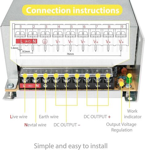 24V 10A Switching Power Supply, AC/DC Voltage Regulator, AC 110V/220V to DC 24V 10A 240W Power Adapter Converter for LED Strip, LED Display, 3D Printer in Saudi Arabia