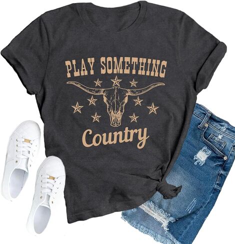 Country Music Shirts for Women Western Cowgirl Tshirts Country Concert Crew Tee in Saudi Arabia