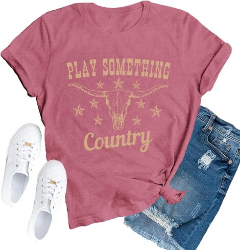 Country Music Shirts for Women Western Cowgirl Tshirts Country Concert Crew Tee in Saudi Arabia