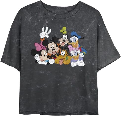 Disney Characters Mickey Group Women's Mineral Wash Short Sleeve Crop Tee in Saudi Arabia