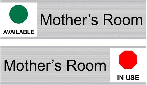 ComplianceSigns.com Mother's Room (Available/in Use) Sliding Sign, 8x3 in. Engraved Plastic, White on Black in Kuwait