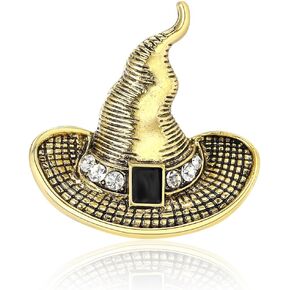 Rhinestone Witch Hat Brooch Pin for Women Men Gothic Halloween Witch Brooch Lapel Pin Fashion Chic Christmas Halloween Jewelry Gift in Kuwait