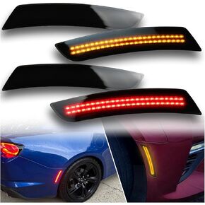 Smoked Lens LED Side Marker Lights Kit Front Rear Bumper Lamps Compatible with Chevy Camaro 2016-2023 Amber Front Red Rear Side Marker Indicator Lamps Set (4PCS) in Saudi Arabia