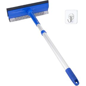 Window Squeegee for Home, 56'' Long Handle Shower Door Cleaner Tool, 2-in-1 Glass Scrubber for Car Windshield Cleaning in Kuwait