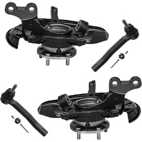 Detroit Axle - Front 4pc Steering Knuckles Kit for 10-15 Lexus RX350 RX450h, 08-17 Toyota Highlander, Steering Knuckles & Wheel Bearing Hubs Outer Tie Rods 2010 2011 2012 2013 2014 2015 Replacement in Kuwait