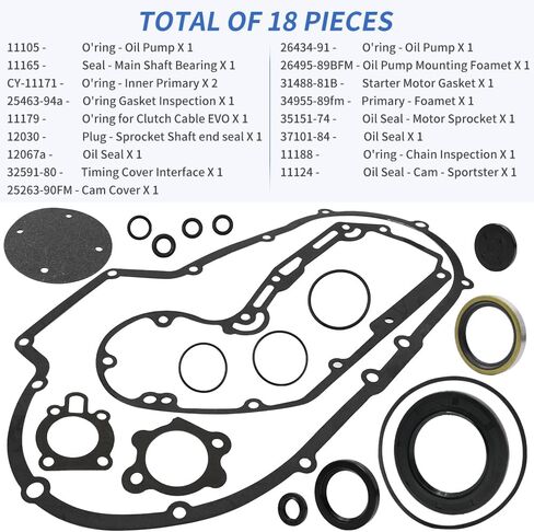 Clutch Primary Cover Gasket Kit Compatible with Sportster 1200 XLH1200 XL1200 1989-2003 OEM# 34955-89 25263-90FM in Saudi Arabia
