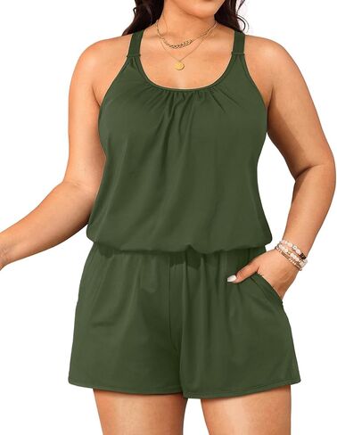 Tempt Me Black Romper One Piece Swimsuits with Short - Women Boyleg with Pockets Bathing Suit Swimwear XL in Kuwait