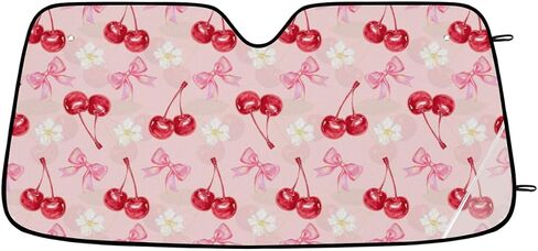Sun Shade for Car Windshield - Foldable Car Sunshade Windshield for Front Window,Block UV Sun Visor for Fits SUV Truck 55"x27.6" Automotive Accessories(Strawberry Cherry) in Kuwait