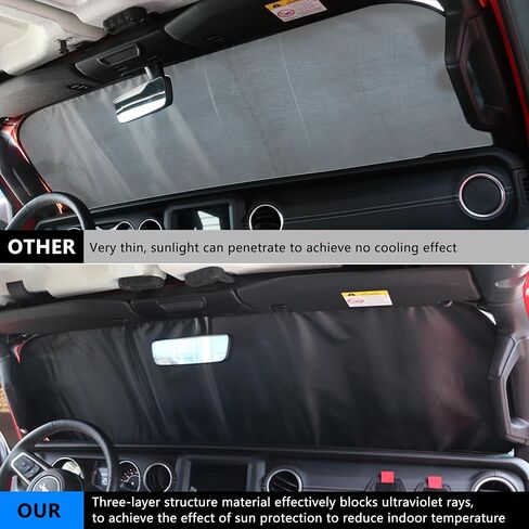 النافذة الأمامية Sunshade متوافقة مع 2018-2023 Jeep Wrangler JL Jlu 4xe Gladiator JT Windshield Sun Blocks الأشعة فوق البنفسجية واقي من أشعة الشمس وطيب النافذة الأمامية الظلال ، النجمة in Kuwait