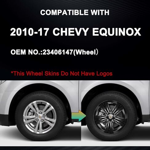 Wheel Skins Compatible with Chevrolet Equinox 2010-2017; 17 inch Wheel Covers; 4 Pcs (Chrome) in Saudi Arabia