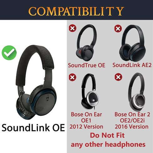 SOULWIT Replacement Headband Pad Kit for Bose SoundLink On-Ear (OE) Headphones, Headset Head Band Top Cushion Cover Repair Part, Easy DIY Installation - Black in Saudi Arabia
