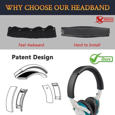 SOULWIT Replacement Headband Pad Kit for Bose SoundLink On-Ear (OE) Headphones, Headset Head Band Top Cushion Cover Repair Part, Easy DIY Installation - Black in Saudi Arabia