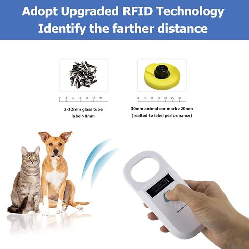 NetumScan ترقية ماسحة قارئ Microghip Pet ، 256 تخزين البيانات ماسح ضوئي لمعرف رقاقة Pet Scoring Tag Tagble مع شاشة OLED مستقرة لـ ISO 11784/11785 ، FDX-B و ID64 RFID EMID in Kuwait