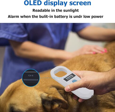 NetumScan ترقية ماسحة قارئ Microghip Pet ، 256 تخزين البيانات ماسح ضوئي لمعرف رقاقة Pet Scoring Tag Tagble مع شاشة OLED مستقرة لـ ISO 11784/11785 ، FDX-B و ID64 RFID EMID in Kuwait