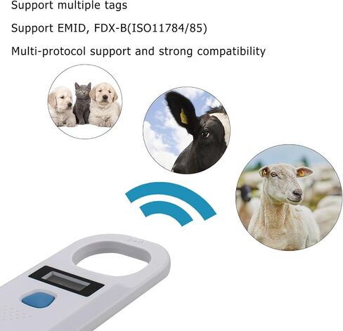 NetumScan ترقية ماسحة قارئ Microghip Pet ، 256 تخزين البيانات ماسح ضوئي لمعرف رقاقة Pet Scoring Tag Tagble مع شاشة OLED مستقرة لـ ISO 11784/11785 ، FDX-B و ID64 RFID EMID in Kuwait