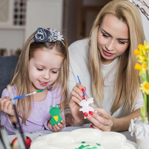 12 Sets Christmas Ceramics to Paint Kits Paint Your Own Figurines Snowman Santa Arts and Crafts Set Painting Kit for Kids Unpainted DIY Ceramic Figurines with 12 Magnet 2 Brushes and 1 Palette in Kuwait