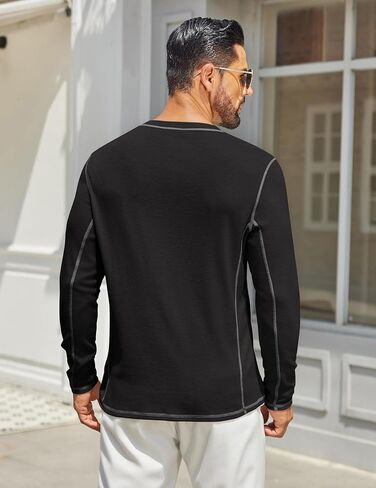 قمصان Henley للرجال Coofandy Men Long Sleeve Maverick Slub Henley Thirts Lightweight Basic Tee in Saudi Arabia