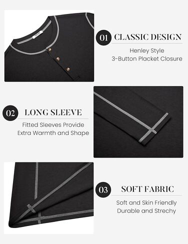 قمصان Henley للرجال Coofandy Men Long Sleeve Maverick Slub Henley Thirts Lightweight Basic Tee in Saudi Arabia
