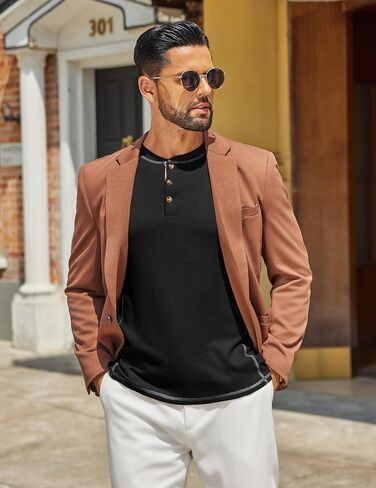قمصان Henley للرجال Coofandy Men Long Sleeve Maverick Slub Henley Thirts Lightweight Basic Tee in Saudi Arabia